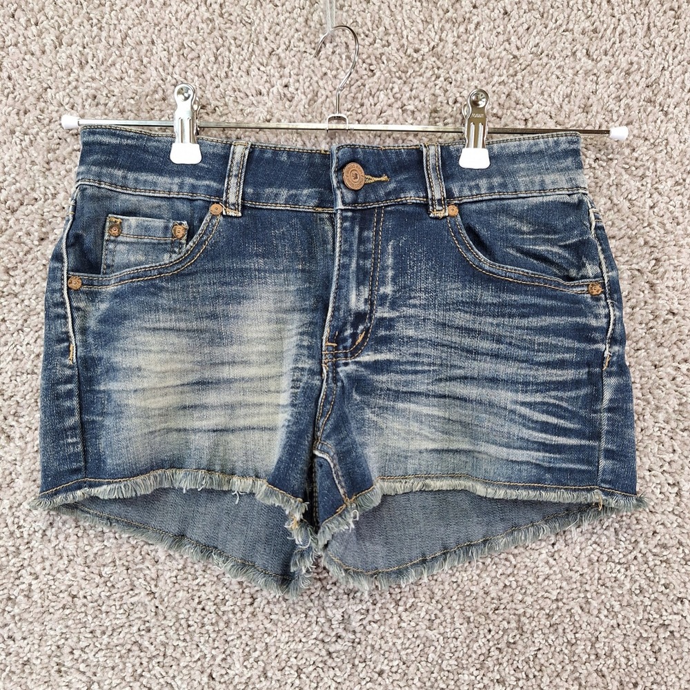Indigo Rein Shorts Juniors Size 5 (Fits W28) Medium Wash Cut Off Frayed Hem Boho